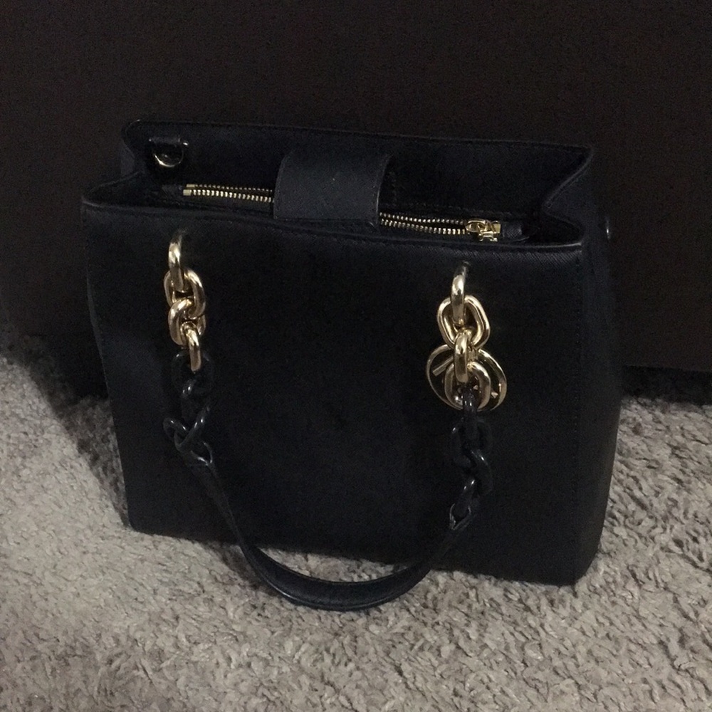 Michael kors black leather satchel